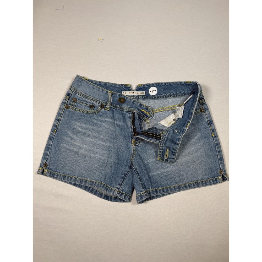 Tommy Hilfiger Skimmer Shorts Womens 4 Blue Denim Flat Front 5 Pocket Casual